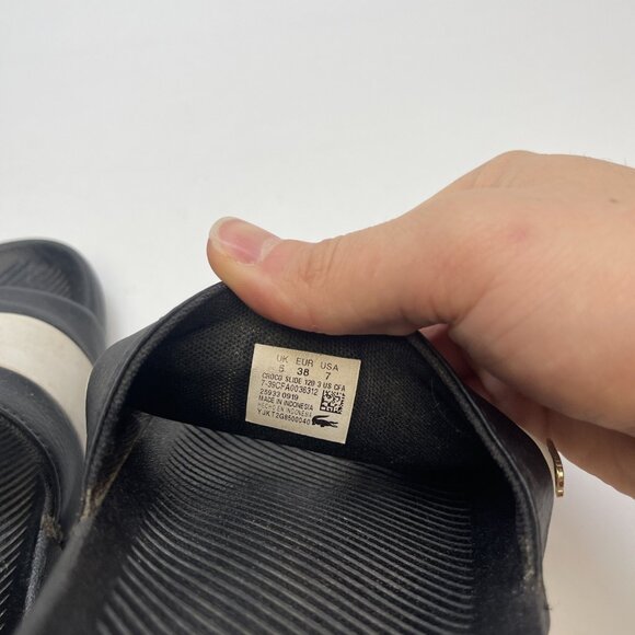 Lacoste Croco-Slide 120-3-US Wom Sz 7 US - Black / White Slip on Slides Sandals - Picture 9 of 16